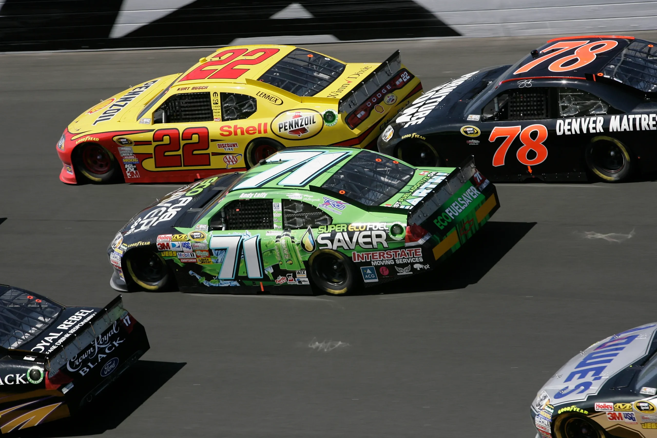 The No. 71 in the pack with the No. 22, No. 78 and No. 48 cars just before the crash at the 2011 Daytona 500